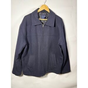 GAP Men's Navy Blue Wool Blend Zip Up Jacket Size Large Insulated Lined